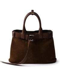 Prada - Mittelgroße Buckle Tasche Aus Wildleder Mit Gürtel - Lyst