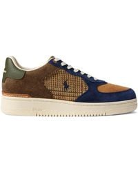 Polo Ralph Lauren - Masters Suede-Panelled Tweed Sneakers - Lyst