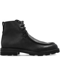 Brioni - Lace-Up Textured Leather Biker Boots - Lyst