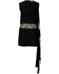Ferragamo - Lace-Panelled Tiered Mini Dress - Lyst