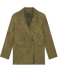 ARMANI EXCHANGE - Leaf-Print Double-Breasted Blazer - Lyst