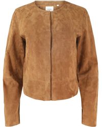 Vince - Suede Collarless Jacket - Lyst