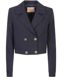 Twinset - Cady-Texture Cropped Jacket - Lyst