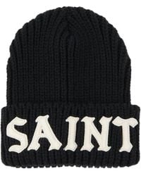 SAINT Mxxxxxx - Logo-Patch Ribbed-Knit Beanie Hat - Lyst