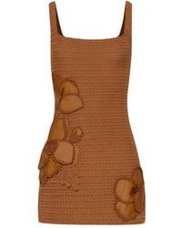 Oscar de la Renta - Vestido corto con motivo floral de ganchillo - Lyst