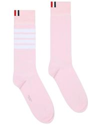 Thom Browne - Lightweight Cotton 4-Bar Mid-Calf Socks - Lyst