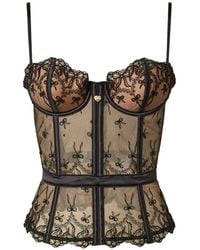 Twinset - Embroidered Tulle Bustier With Bows - Lyst