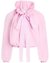 Patou - Ruffled Tie-Neck Top - Lyst