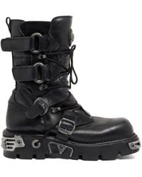 Rabanne - X New Rock Buckled Leather Boots - Lyst