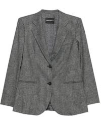 Emporio Armani - Check-Pattern Single-Breasted Blazer - Lyst