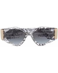 Dolce & Gabbana - Eckige Sonnenbrille Mit Logo-Print - Lyst