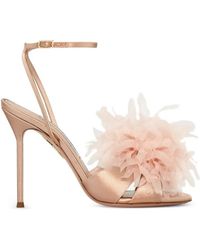 Aquazzura - Poème Flower-Embellished Ankle-Strap Sandals - Lyst