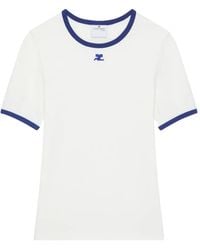 Courreges - T-Shirt With Contrasting Trim - Lyst