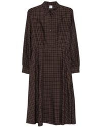 Aspesi - Check-Pattern Button-Up Dress - Lyst