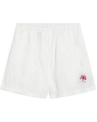 Prada - Embroidered Elasticated-Waist Shorts - Lyst