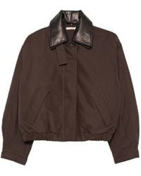 Sessun - Leather Effect-Collar Bomber Jacket - Lyst