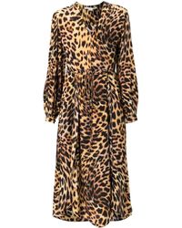 Stella McCartney - Robe mi-longue à imprimé léopard - Lyst