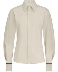 Brunello Cucinelli - Stretch Cotton Poplin Shirt With Shiny Silk Cuffs - Lyst