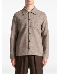 Manière De Voir - Mélange-Effect Overshirt Taupe Shirt - Lyst