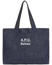Barbour - X A.P.C Sac Porté Épaule Réversible À Logo Imprimé - Lyst