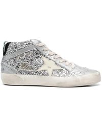 Golden Goose - Women's Mid Star Glitter And Metallic-leather Mid-top Trainers - Lyst