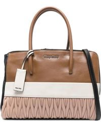 Miu Miu - Ruched Logo-Detail Tote Bag - Lyst
