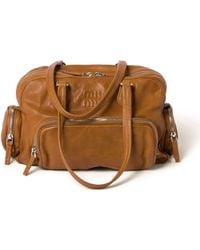 Miu Miu - Logo-Embossed Leather Tote Bag - Lyst