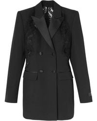 Versace - Barocco Lace-Embellished Double-Breasted Blazer - Lyst