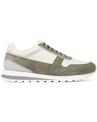 Brunello Cucinelli - Olivgrüner Wildleder-Sneaker Mit Panel-Design - Lyst