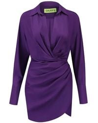 GAUGE81 - Draped V-Neck Mini Shirtdress - Lyst