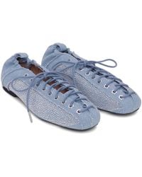Ganni - Denim Lace-Up Ballet Flats - Lyst