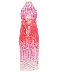 SIMONA CORSELLINI - Sequin-Embellished Halterneck Midi Dress - Lyst