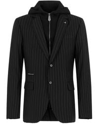 Philipp Plein - Pinstripe-Pattern Hooded Blazer - Lyst