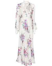 Raquel Diniz - Valerie Floral-Print Tie-Neck Maxi Dress - Lyst