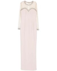 Jean Louis Sabaji - Crystal-Embellished Crepe Dress - Lyst