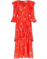 Borgo De Nor Aiana Ruffle Print Midi Dress - Rood