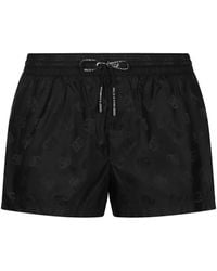 Dolce & Gabbana - Short Swim Trunks With Jacquard Dg Monogram - Lyst