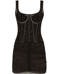 Dolce & Gabbana - Vestido corto estilo corsé de tul - Lyst