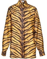 Ferragamo - Tiger-Print Long-Sleeved Shirt - Lyst
