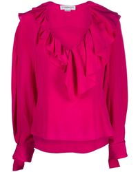 Victoria Beckham - Ruffled Silk Blouse - Lyst