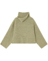 Ganni - Knit Sweater With Asymmetrical Collar - Lyst