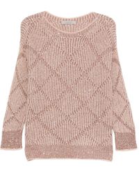 D.exterior - Sequin-Embellished Diamond-Pattern Sweater - Lyst