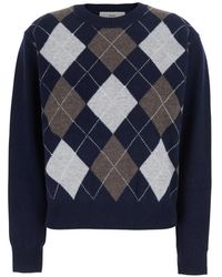 DUNST - Argyle Wool Sweater - Lyst