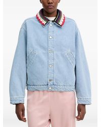 Stine Goya - Crochet-Trim Denim Jacket - Lyst