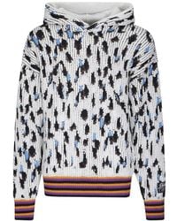 PDF - Leopard-Print Intarsia-Knit Hoodie - Lyst