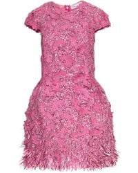 Oscar de la Renta - Sequin-Embellished Raffia Mini Dress - Lyst