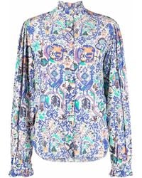Isabel Marant - アブストラクトプリント ラッフル ブラウス - Lyst