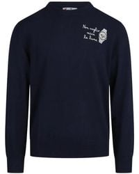 MC2 Saint Barth - Heron Light Wool And Cashmere-Blend Crew-Neck With Non Voglio Mica La Luna Embroidery - Lyst