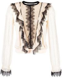 Alberta Ferretti - Lace-Detail Long-Sleeve Blouse - Lyst