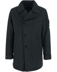 Stone Island - Double-Breasted Coat - Lyst